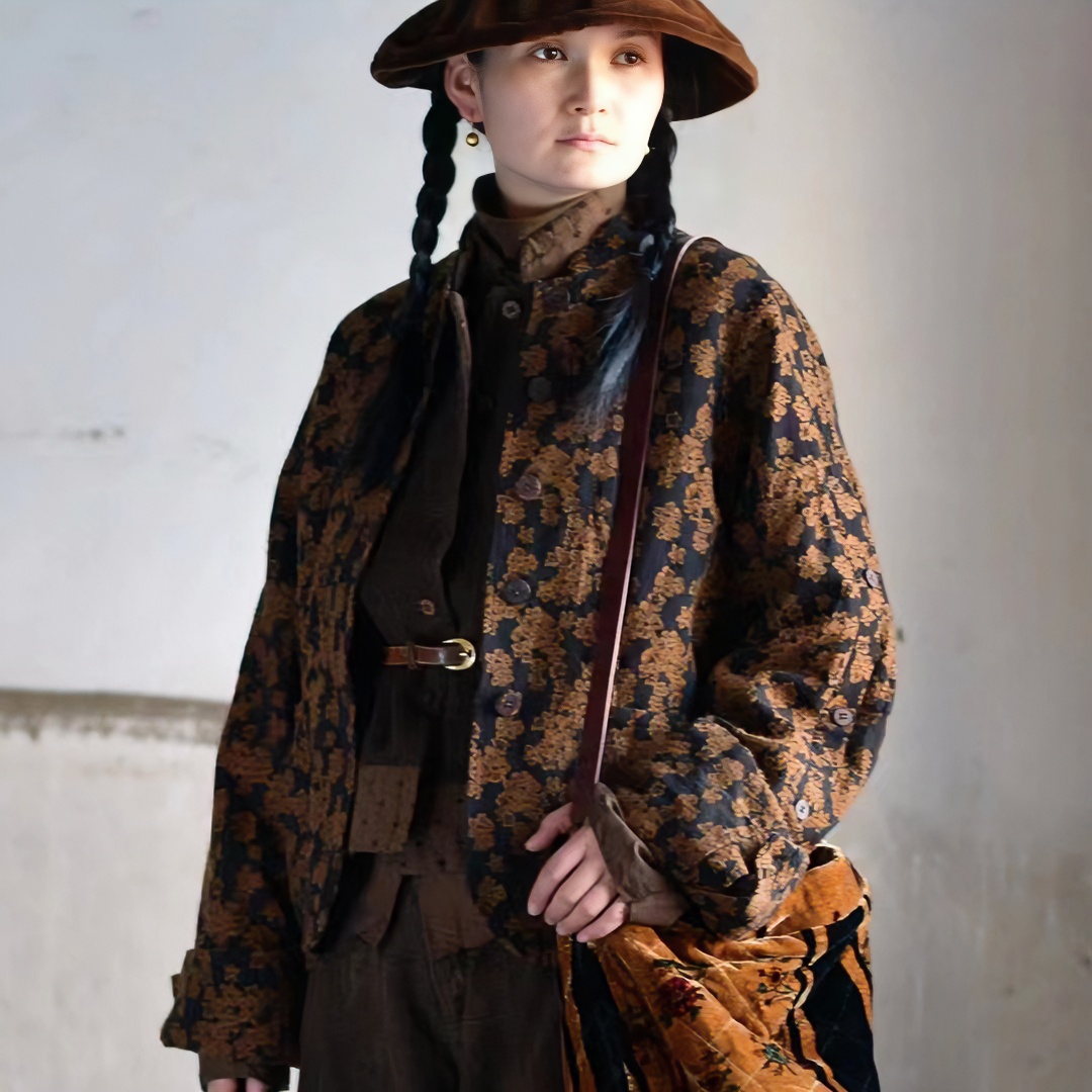 ZUO AN MI XIANG/左岸迷香／2022秋冬／黑花短外套Z22FW1013印花