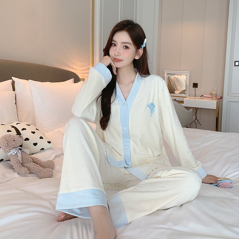 【玫瑰刺绣】水光双面海岛绒  女士 中厚款 秋冬家居服 睡衣保暖