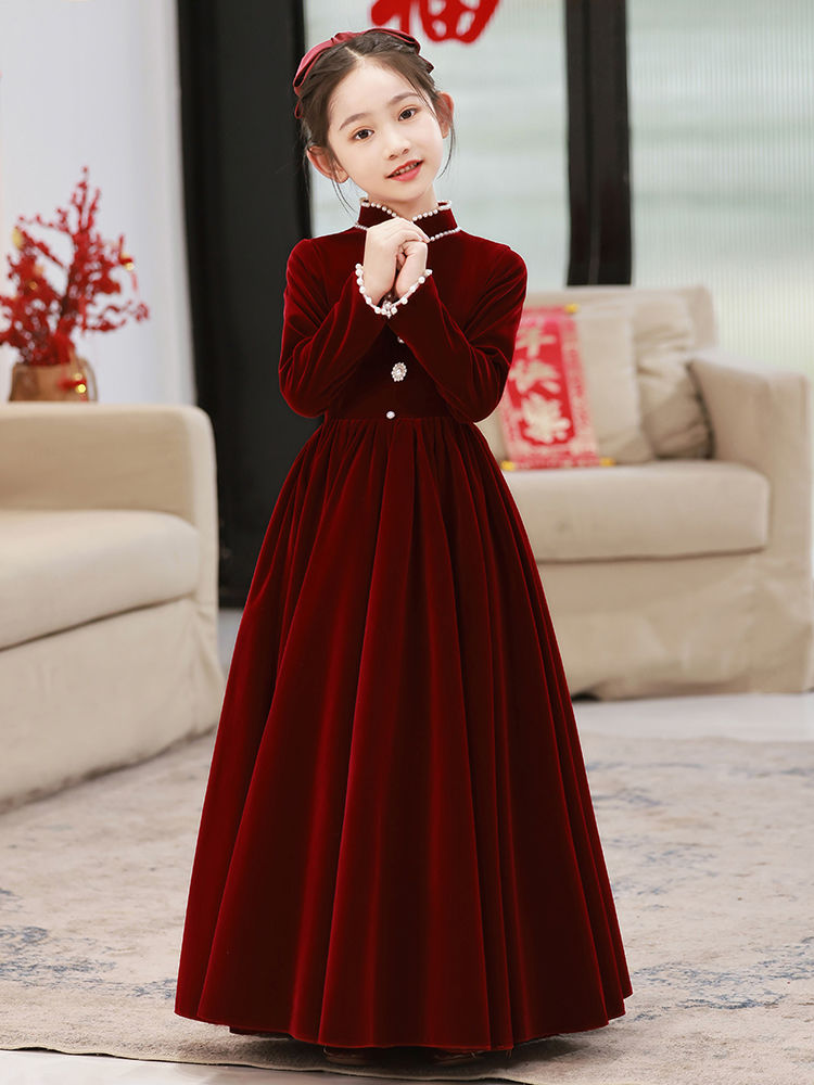 花童婚礼小女孩礼服儿童主持人演出服女童钢琴演奏高端公主裙秋季
