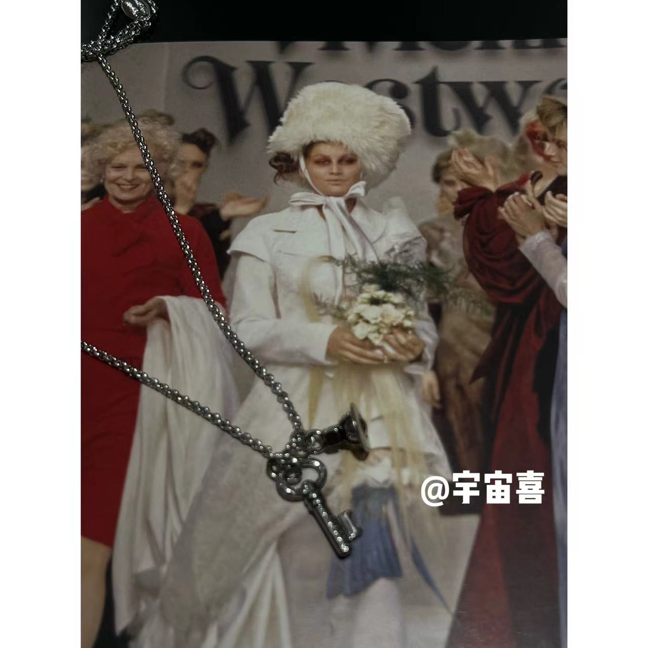 铜合金项链 J2-042【钥匙立体星球做旧古银项链】