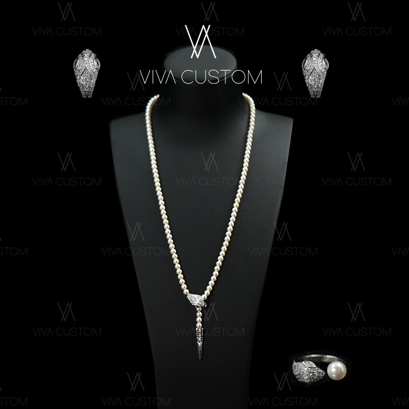 925银合成锆石耳饰 珠华旧梦系列 时尚百搭温柔小蛇三件套