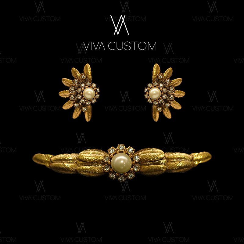 合金仿珍珠耳饰 (素金系列)时尚百搭气质质感经典树叶套装