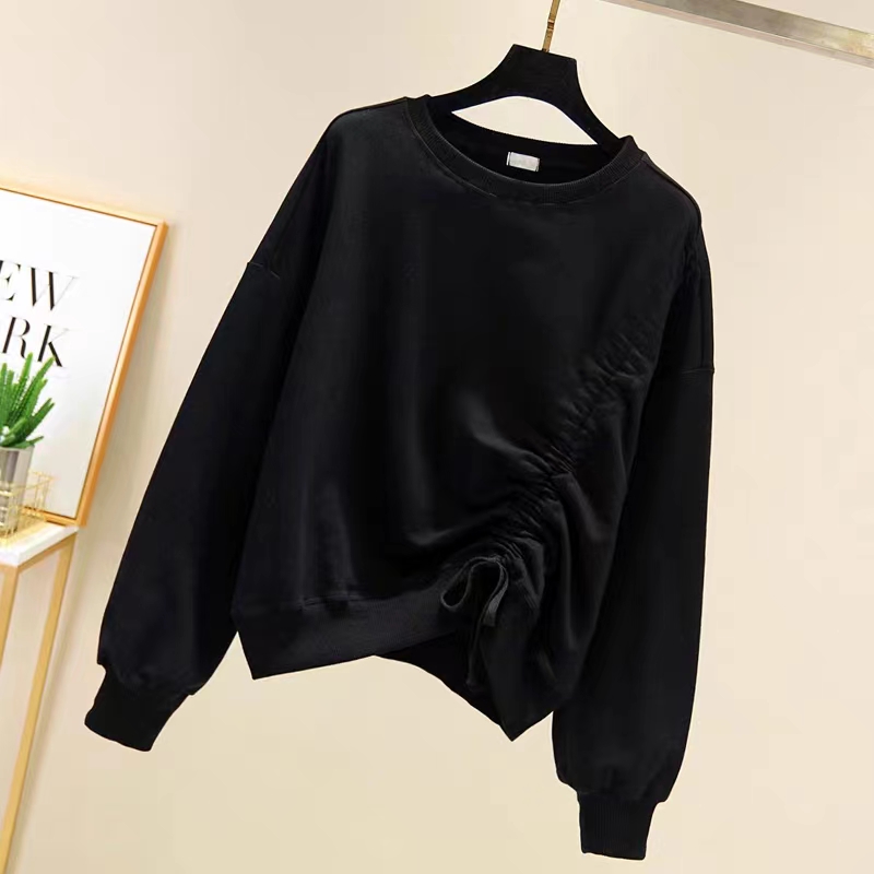 秋季大码胖mm设计感v领长袖衬衫女法式短款遮肉显瘦洋气减龄上衣