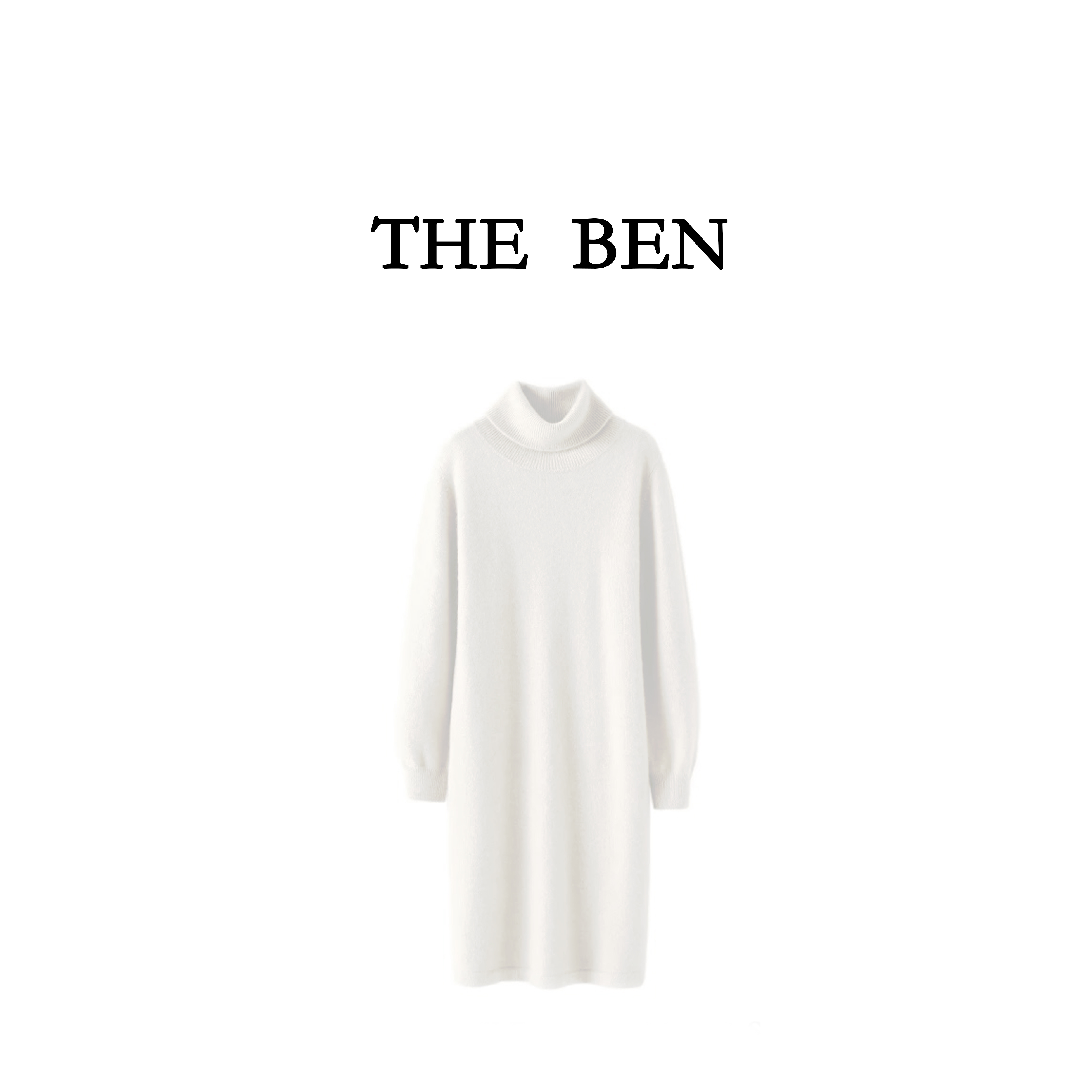 THEBEN福利款2024新品 极简百搭全咩毛高领连身裙慵懒风 DE11251