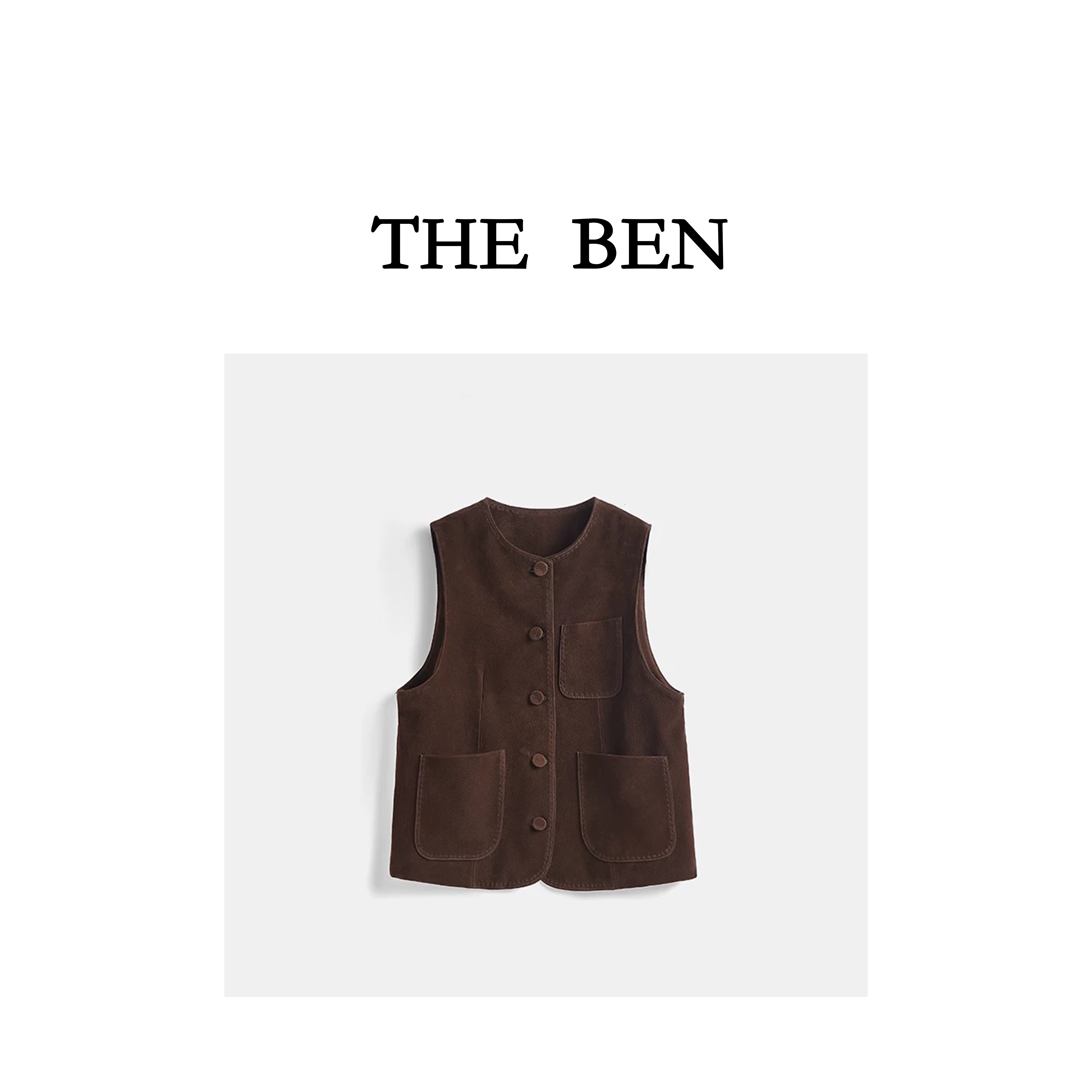 THEBEN福利款2024新品 百搭设计超软绒面新西兰咩皮马甲 DE11191