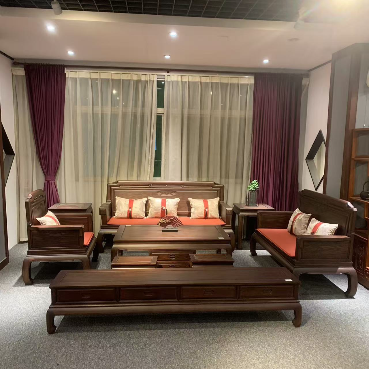 （盛世沙发八件套）沙发成套113123实木客厅沙发榫卯结构别墅家用