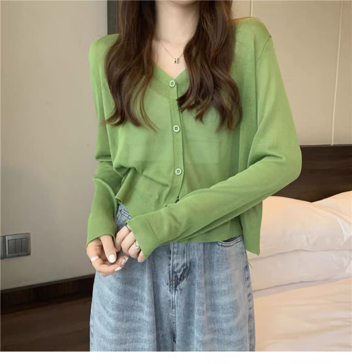 针织开衫女小披肩长袖上衣 衣服颜色尺码随机发