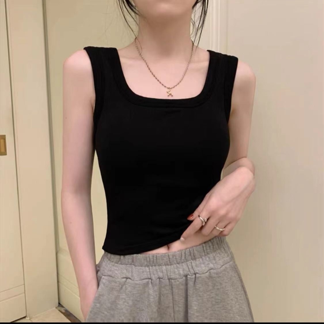 MAXINI/马西尼夏季女士背心修身百搭显瘦韩版网红紧身打底纯色ins