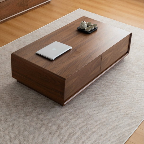 简约现代茶几电视柜组合实木小户型家用胡桃木色储物北欧茶几新款