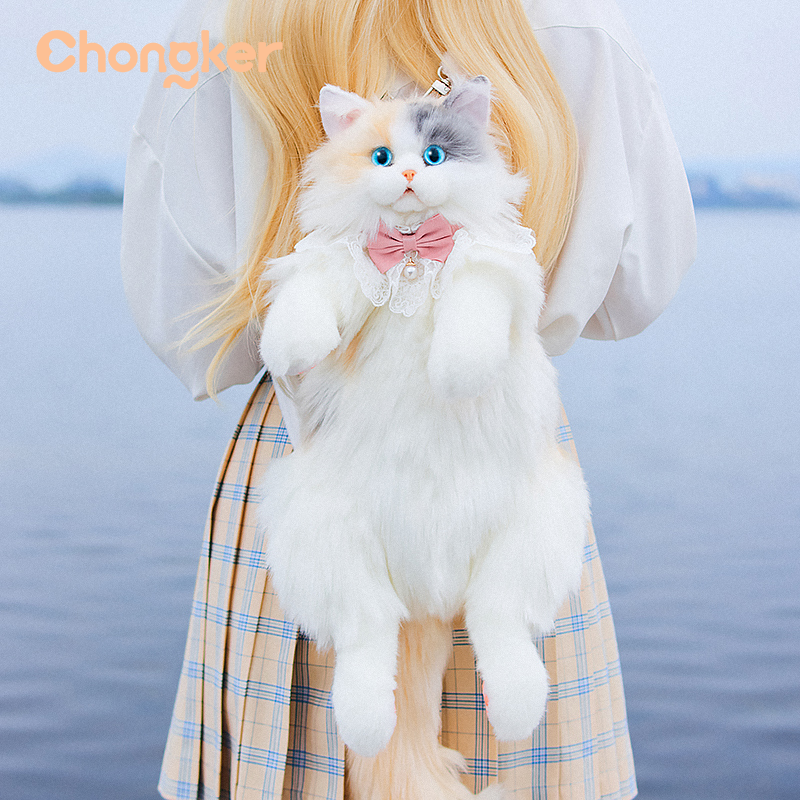 Chongker{一物一拍}仿真三花猫咪背包毛绒玩偶chongker仿真猫背包