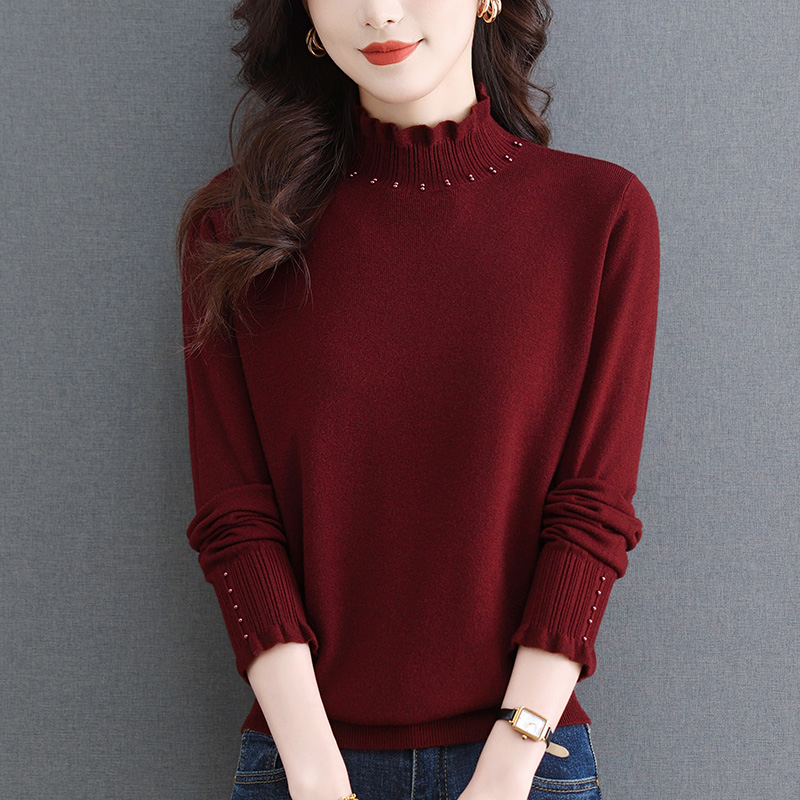 秋冬女装大码洋气时尚针织衫宽松显瘦遮肚子毛衣内搭半高领打底衫