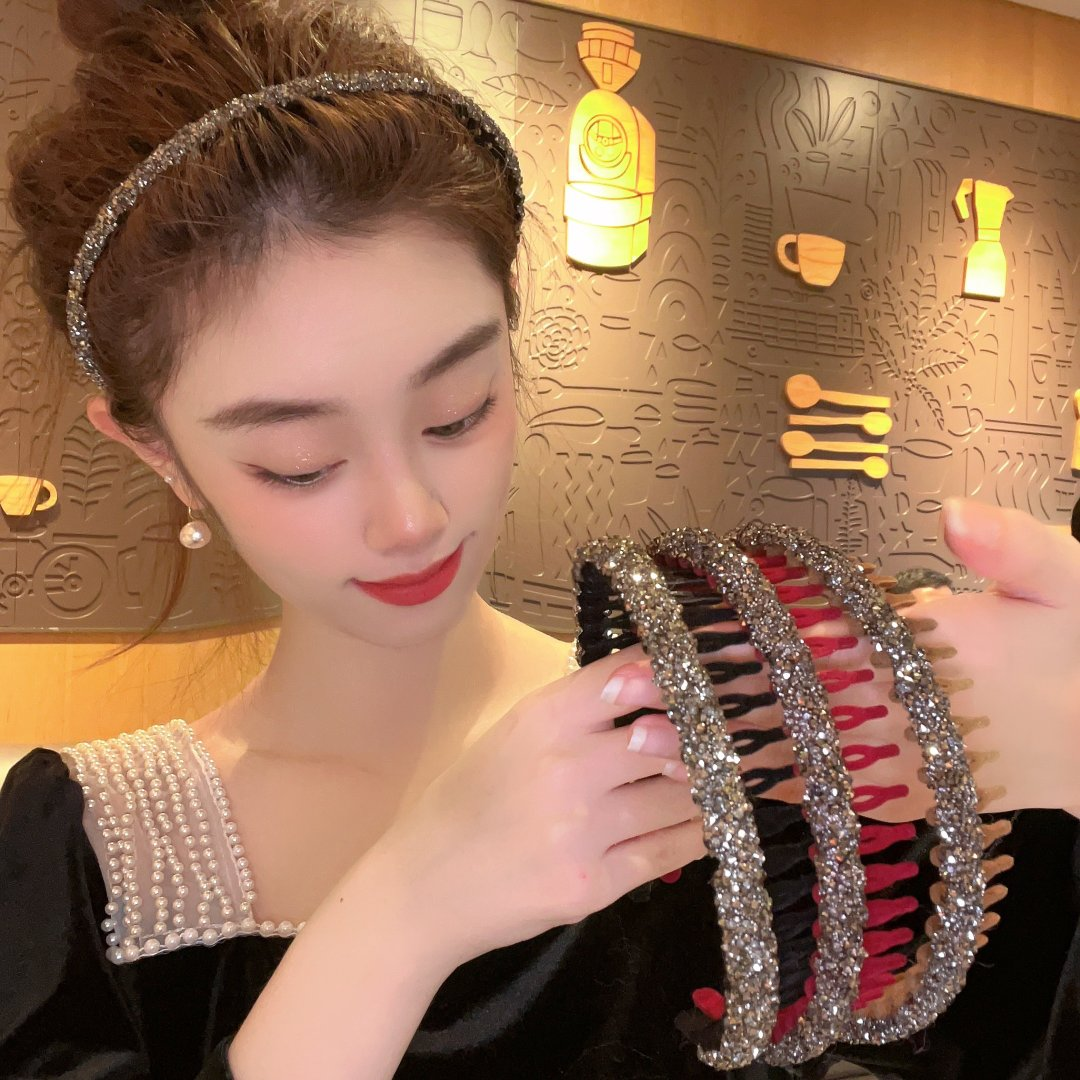 非金属亚克力发饰 复古丝绒网红碎发发箍带齿适合大脸洗脸头箍女