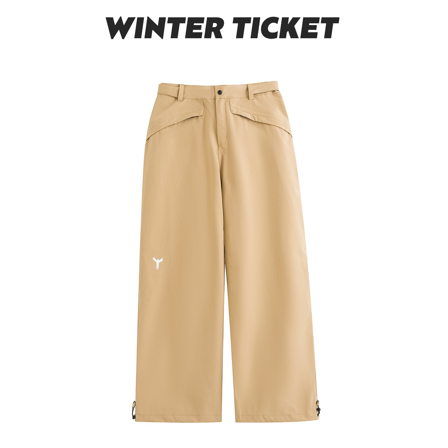 WINTER TICKET卡其色防泼水嘻哈Oversize单双板自由式宽松滑雪裤