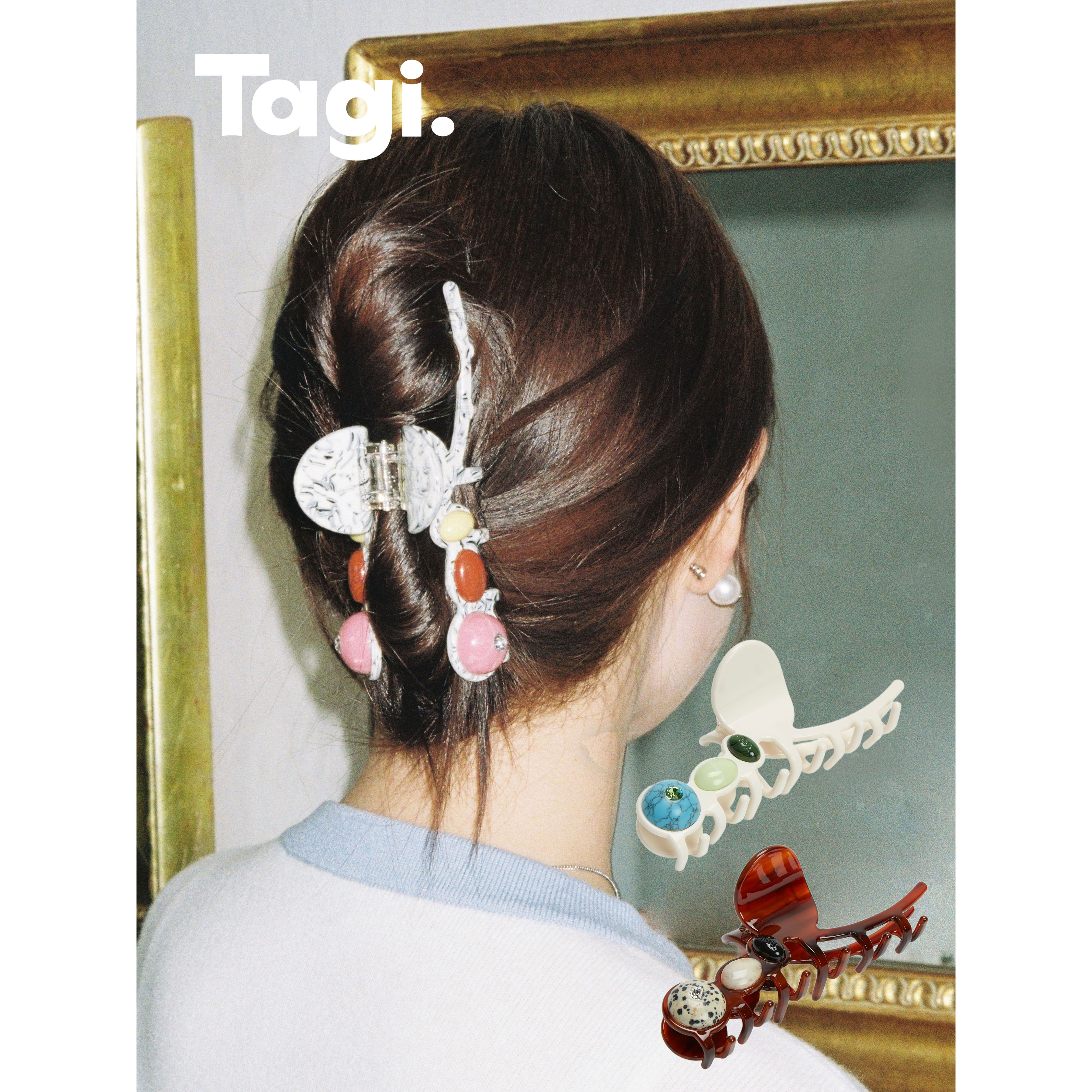 Tagi. Tanghulu彩色石头亚克力糖葫芦大鲨鱼发抓简约气质抓夹优雅