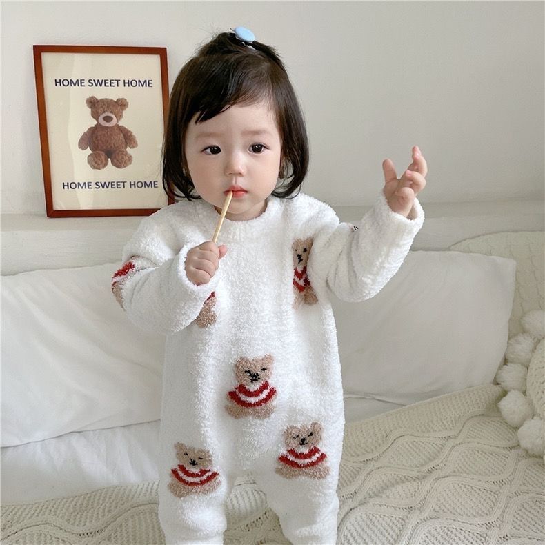 婴儿舒适连体衣秋冬款加绒睡衣男女宝宝长袖儿童加厚保暖连体爬服