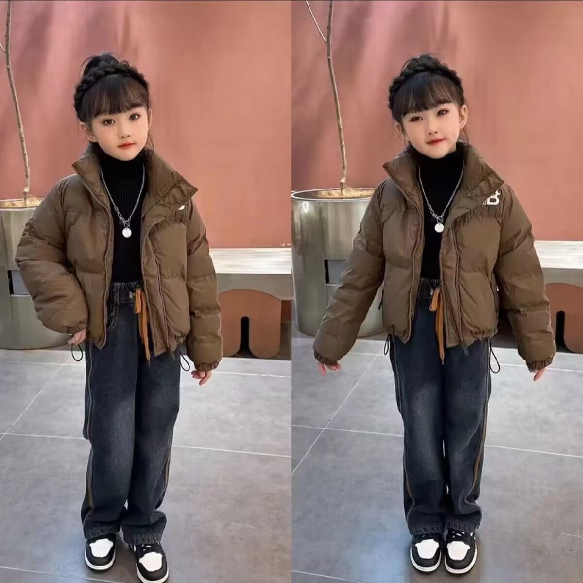 童装潮款女童新款冬款羽绒服加绒阔腿裤洋气百搭中大童流行外套