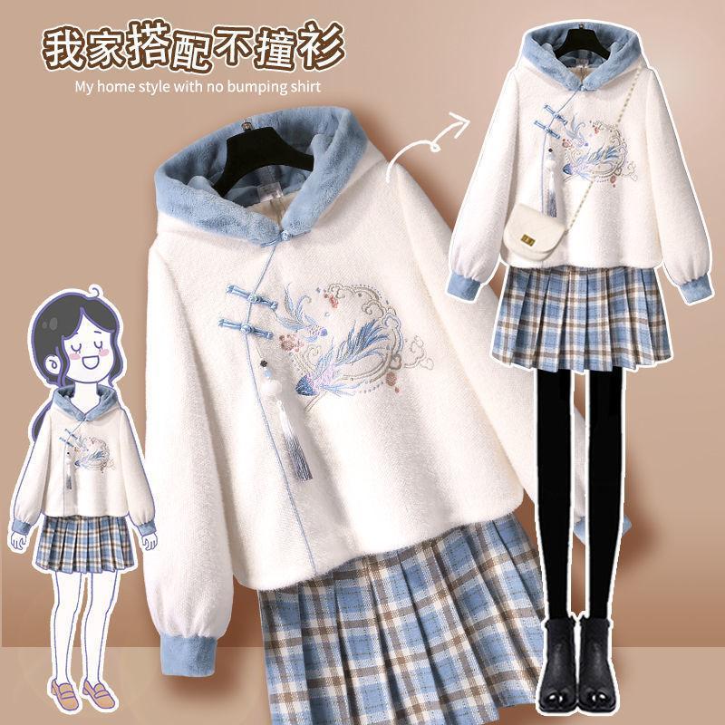 2023宝宝新年卫衣服拜年服女童过秋冬喜庆汉服唐装大童母女亲子装