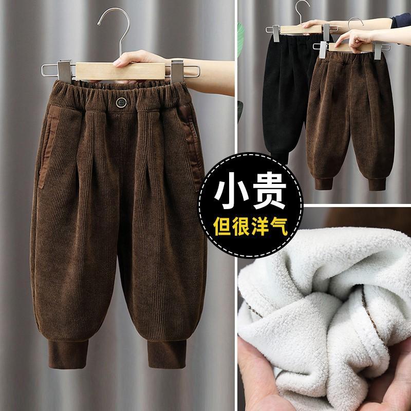 男童棉裤冬季加厚一体绒裤子儿童新款保暖灯芯绒裤宝宝冬装加绒裤