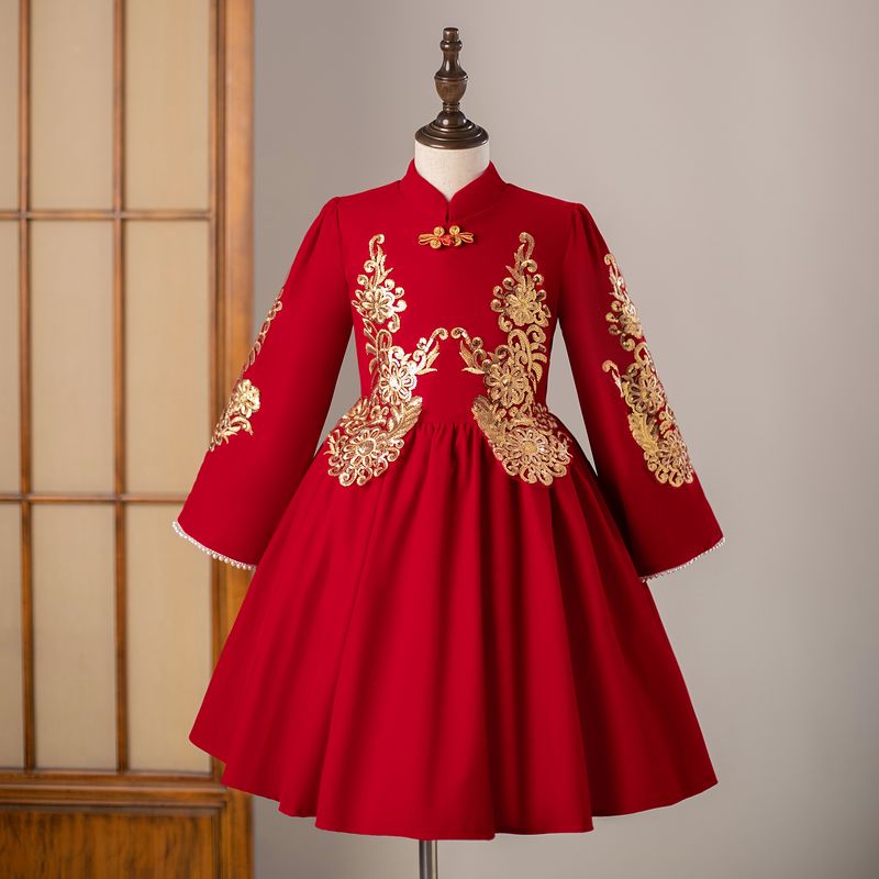 汉服冬款古风唐装小女孩国风裙子儿童秋冬拜年服新款古装连衣裙秋