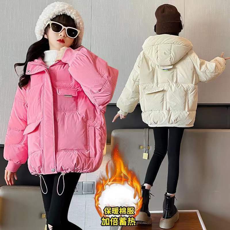 女童棉服冬装2023新款洋气棉袄外套儿童中大童冬季短款加厚棉衣潮
