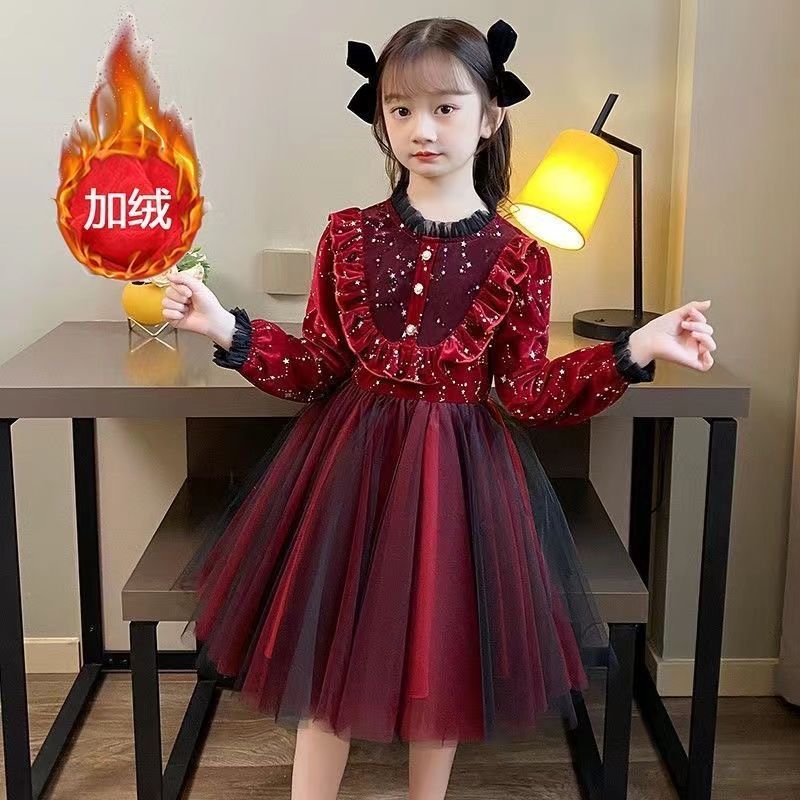 女童连衣裙秋冬新款儿童礼服洛丽塔裙子洋气公主裙长袖演出服
