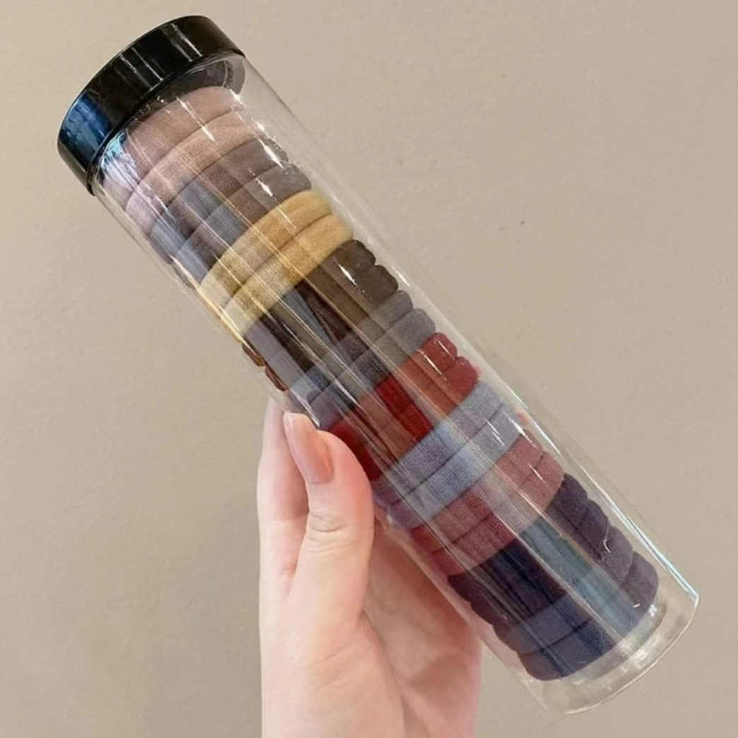 韩版20根绒布罐装高弹力头绳无接缝橡皮筋女扎头不伤发发绳发圈