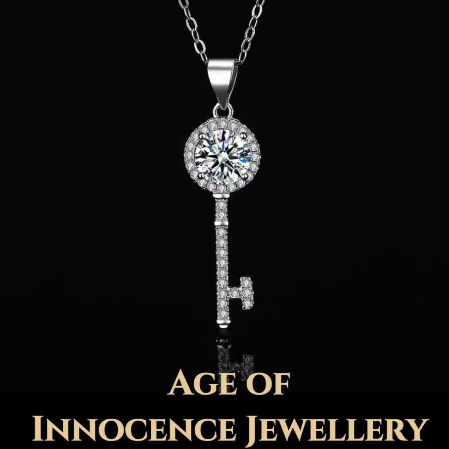 坠链均925银莫桑石 [钥匙之谜]满天星钥匙项链正品吊坠纯银轻奢