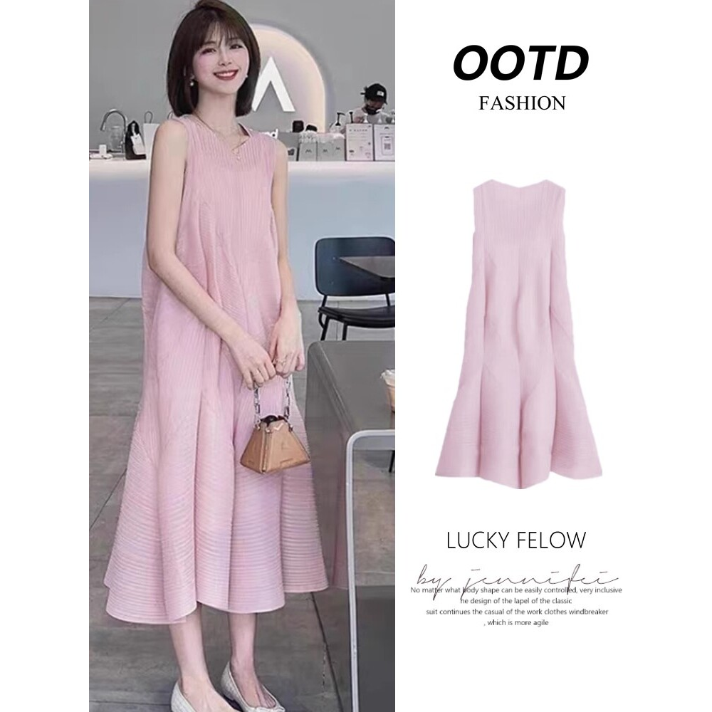 孕妇连衣裙风粉色无袖连衣裙仙气超仙森系高级感小众气质裙子夏季