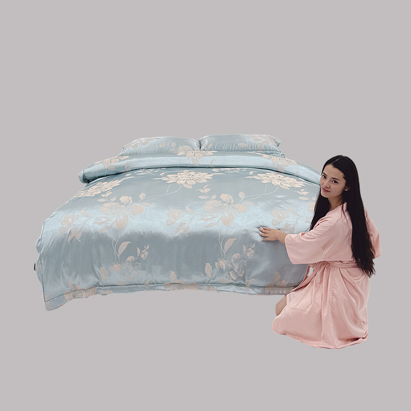 贡缎色织提花四件套轻奢丝滑凉感床单被套枕套被罩机洗床上用品