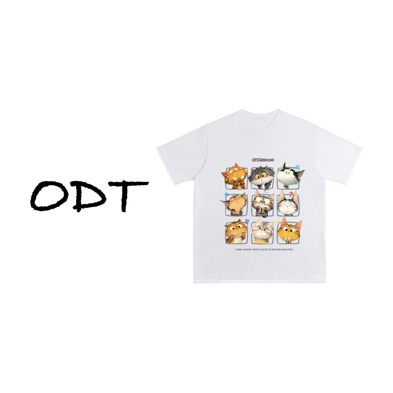 老狗十三【百变猫咪】纯棉短袖T恤 宽松卡通印花短袖男女同款