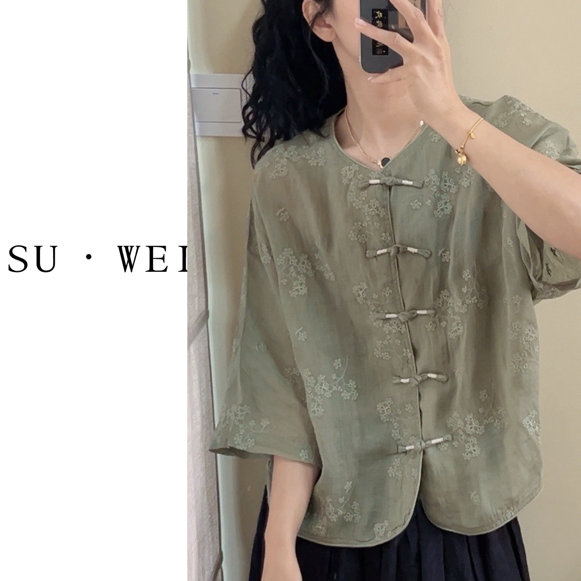 C9558夏季中国风宽松提花上衣气质小衫