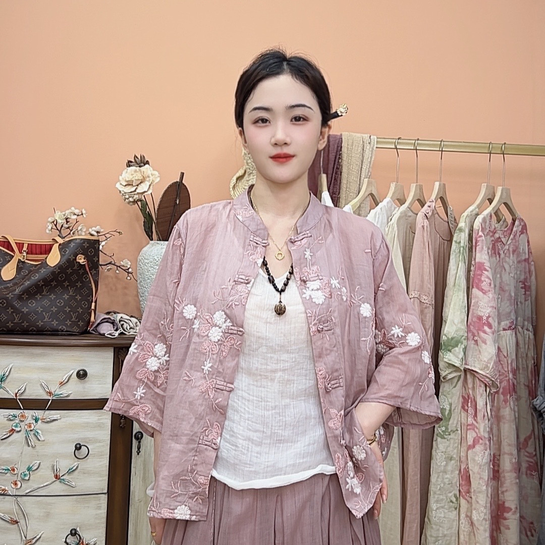 苏维6262夏季休闲提花中国风时尚中式上衣