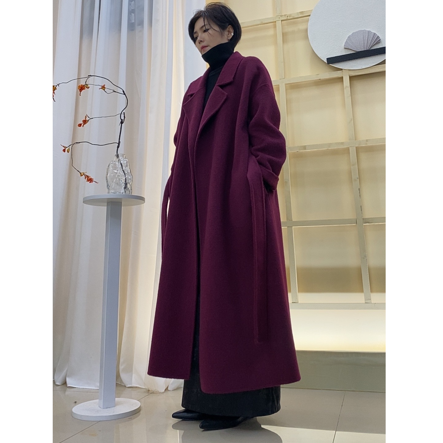 【1501】经典休闲时尚优雅大气双面羊毛大衣