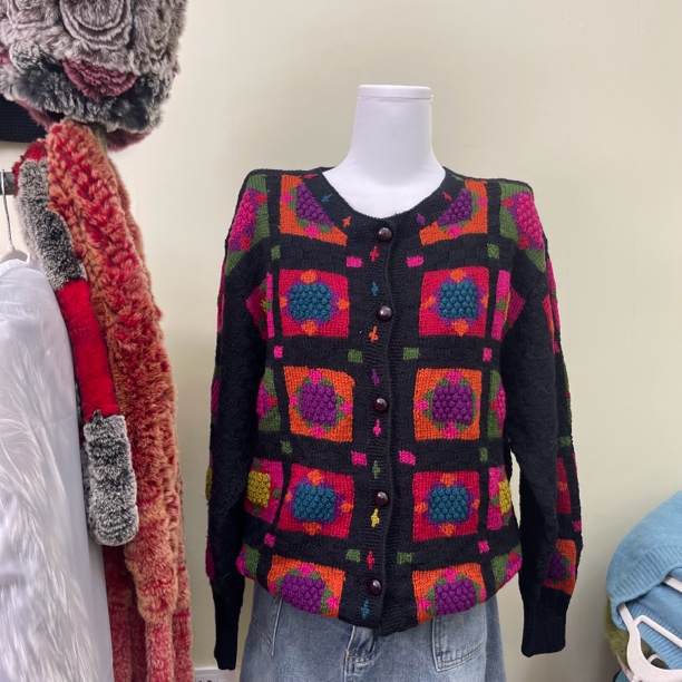 vintage日系秋冬重工复古毛衣针织套头开衫（ 直播专用