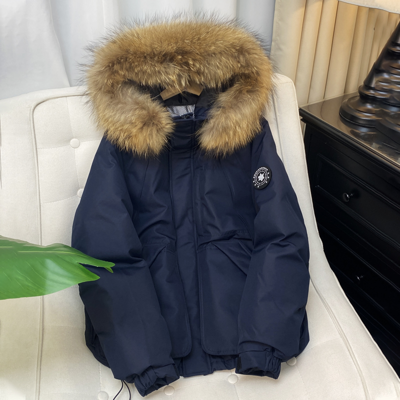 新国标90白鸭绒工装派克派克服保暖羽绒服女中长款连帽派克羽绒服