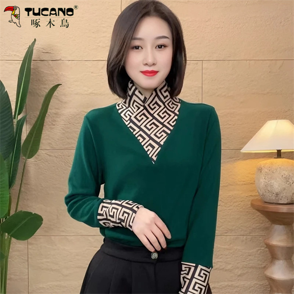 【啄木鳥】双面德绒打底衫女保暖内搭半高领显瘦时尚上衣洋气百搭