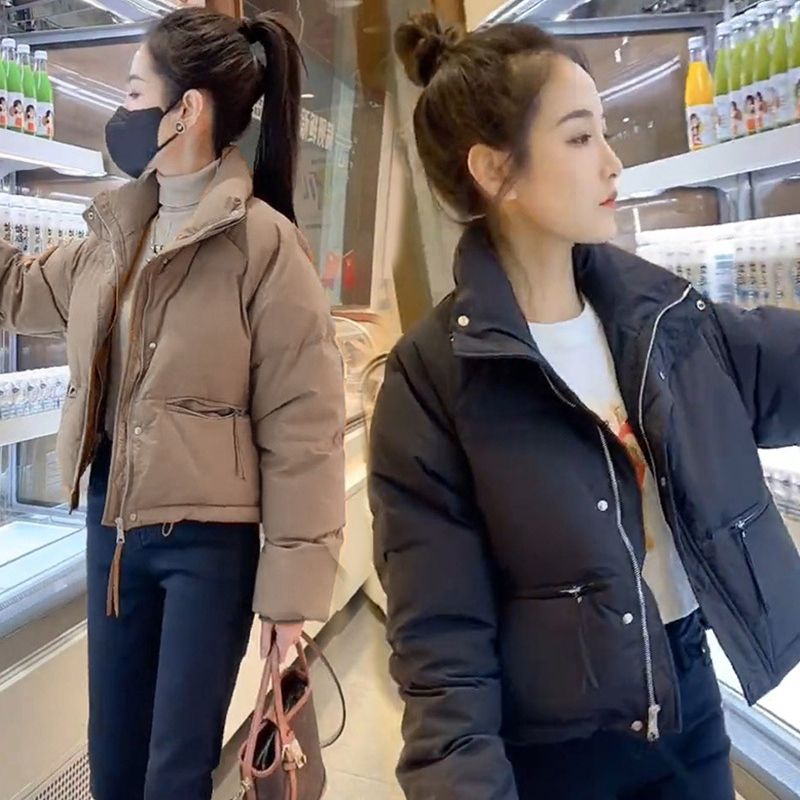 新款2023年新款冬季时尚轻薄羽绒羽绒服女短款宽松加厚面包服小个