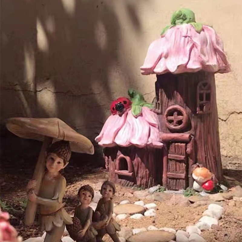 户外花园庭院装饰摆件树屋太阳能小房子露台阳台布置造景小夜灯