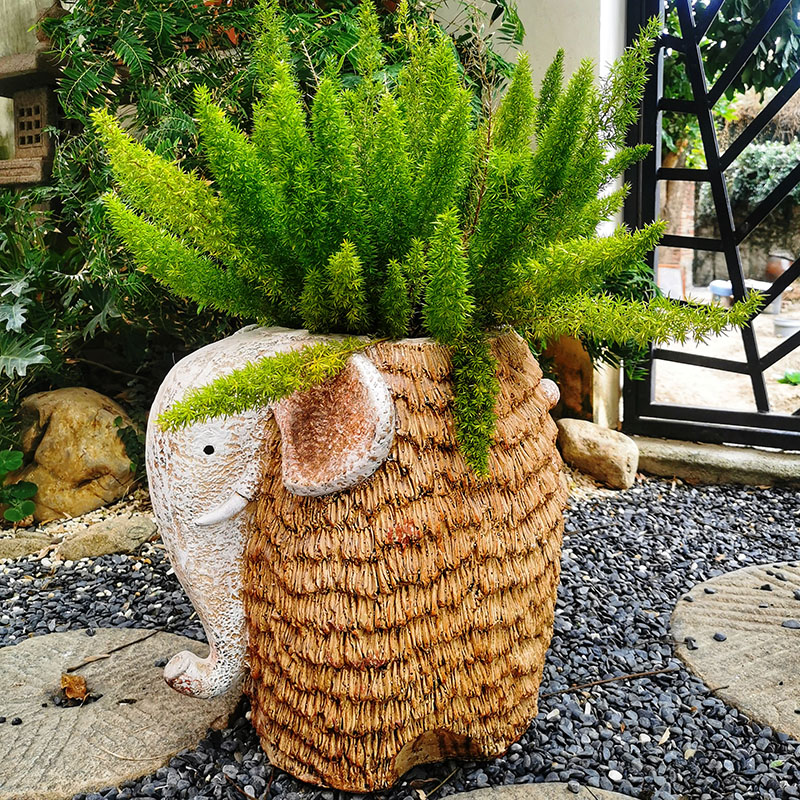 大象造型花盆大号绿植金钱树客厅大花盆花园庭院装饰造景阳台布置
