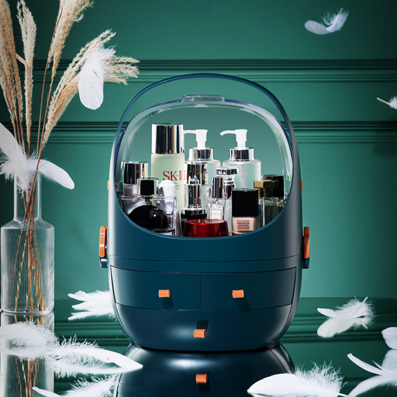 网红太空舱化妆盒收纳桌面多功能防尘化妆品收纳盒口红置物架批发