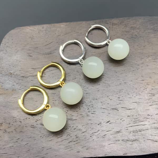 和田玉冰晴水耳环S925纯银百搭温柔气质款