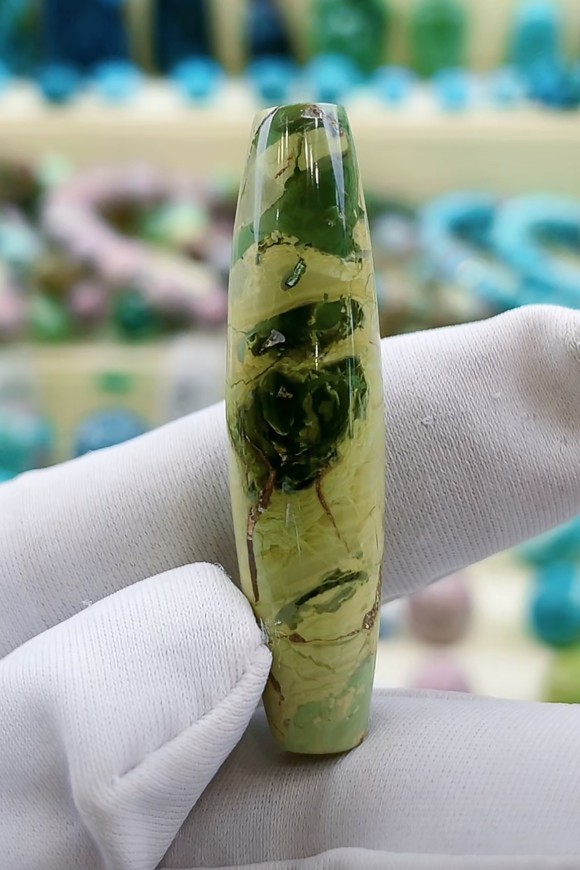 气质绿松石项链湖北原矿绿松石千里江山图项链