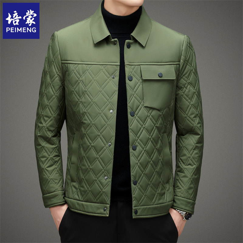 培蒙冬季新款加绒男士棉服中青年爸爸装商务休闲保暖外套棉衣男装