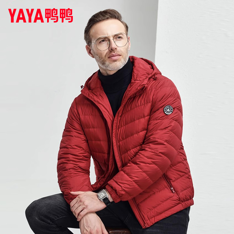 YAYA/鸭鸭羽绒服男轻薄短款中老年爸爸男款装轻便外套DYP87A0020