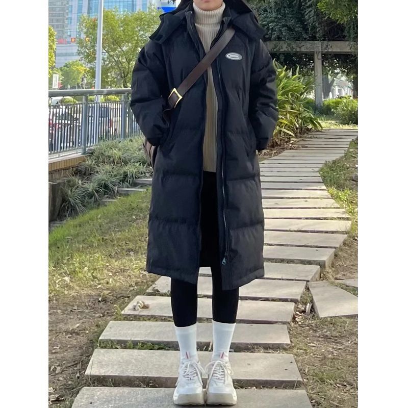 羽绒棉服女2023冬季新款韩系长款棉衣帽子可拆卸宽松加厚棉袄外套