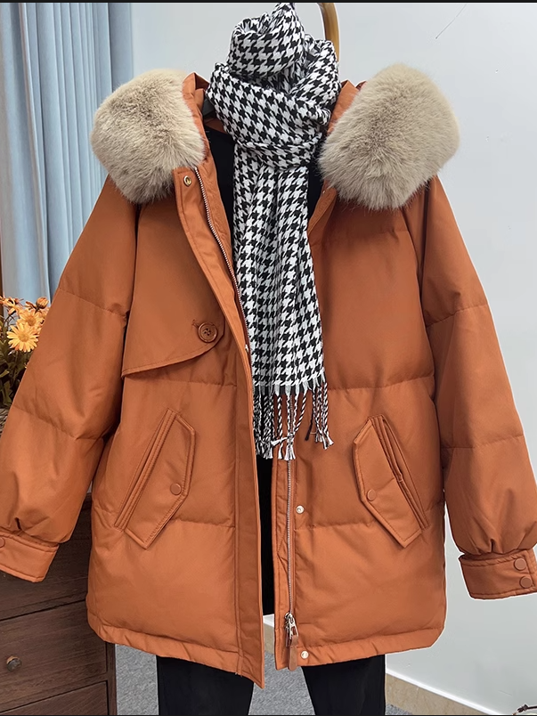 今年流行的羽绒服女2023新款反季冬装大毛领小个子中长款加厚外套