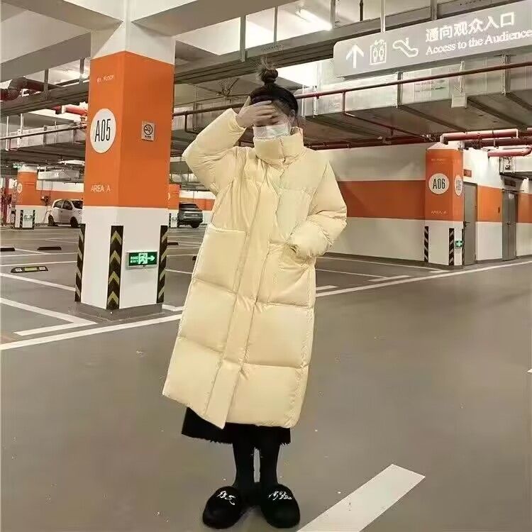 2023年新款中长款女韩版加厚宽松立领小个子面包服冬外套
