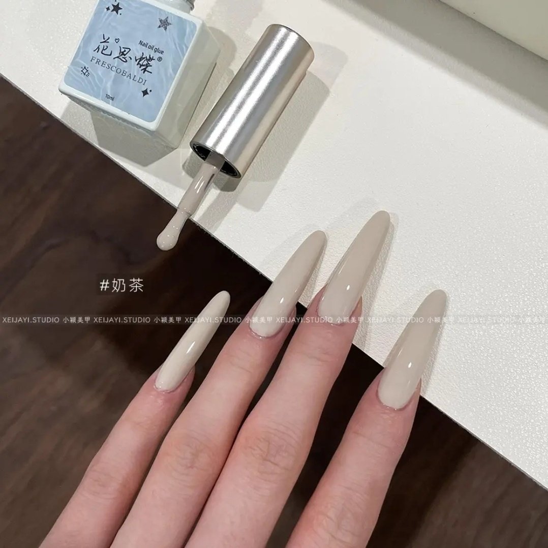 小颖美甲-奶茶纯色胶10ml瓶装红底奶白豆浆白显白甲油胶需要烤灯