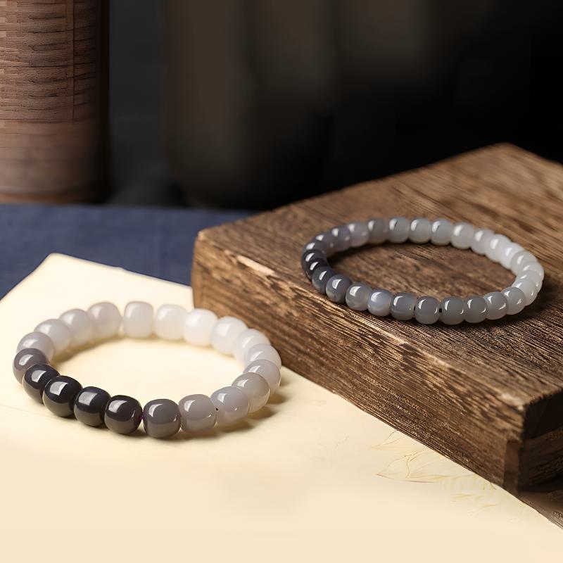 新款烟紫和田玉手链女生夏老型珠渐变玉石手串送女友闺蜜生日礼物