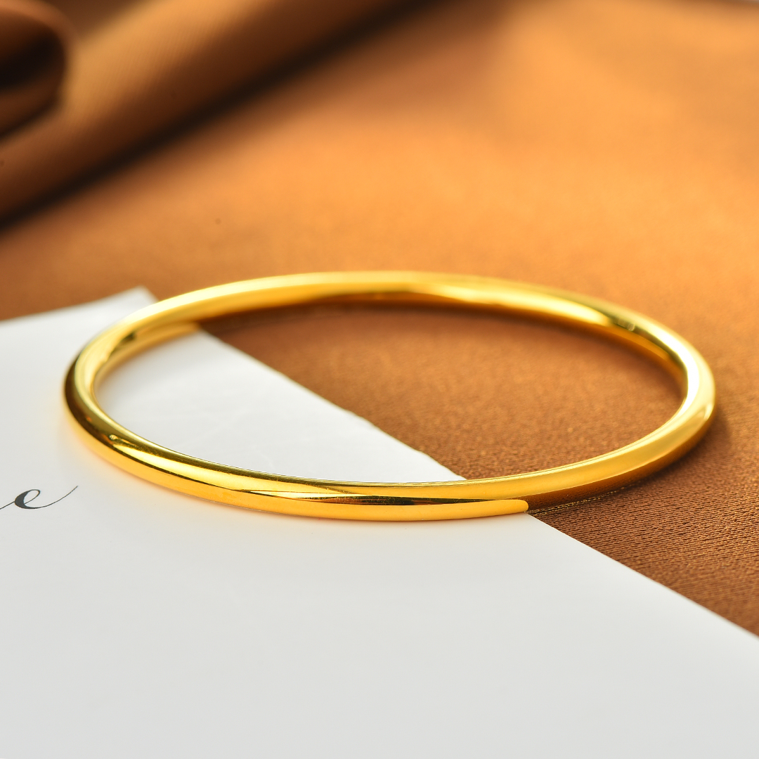 足银手镯 古法亮面时尚素圈手镯